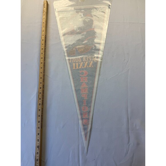 Vintage SUPER BOWL 32 XXXII DENVER BRONCOS vs. GREEN BAY PACKERS PENNANT - Picture 4 of 4